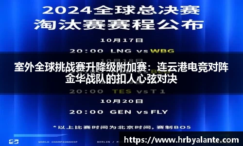 室外全球挑战赛升降级附加赛：连云港电竞对阵金华战队的扣人心弦对决